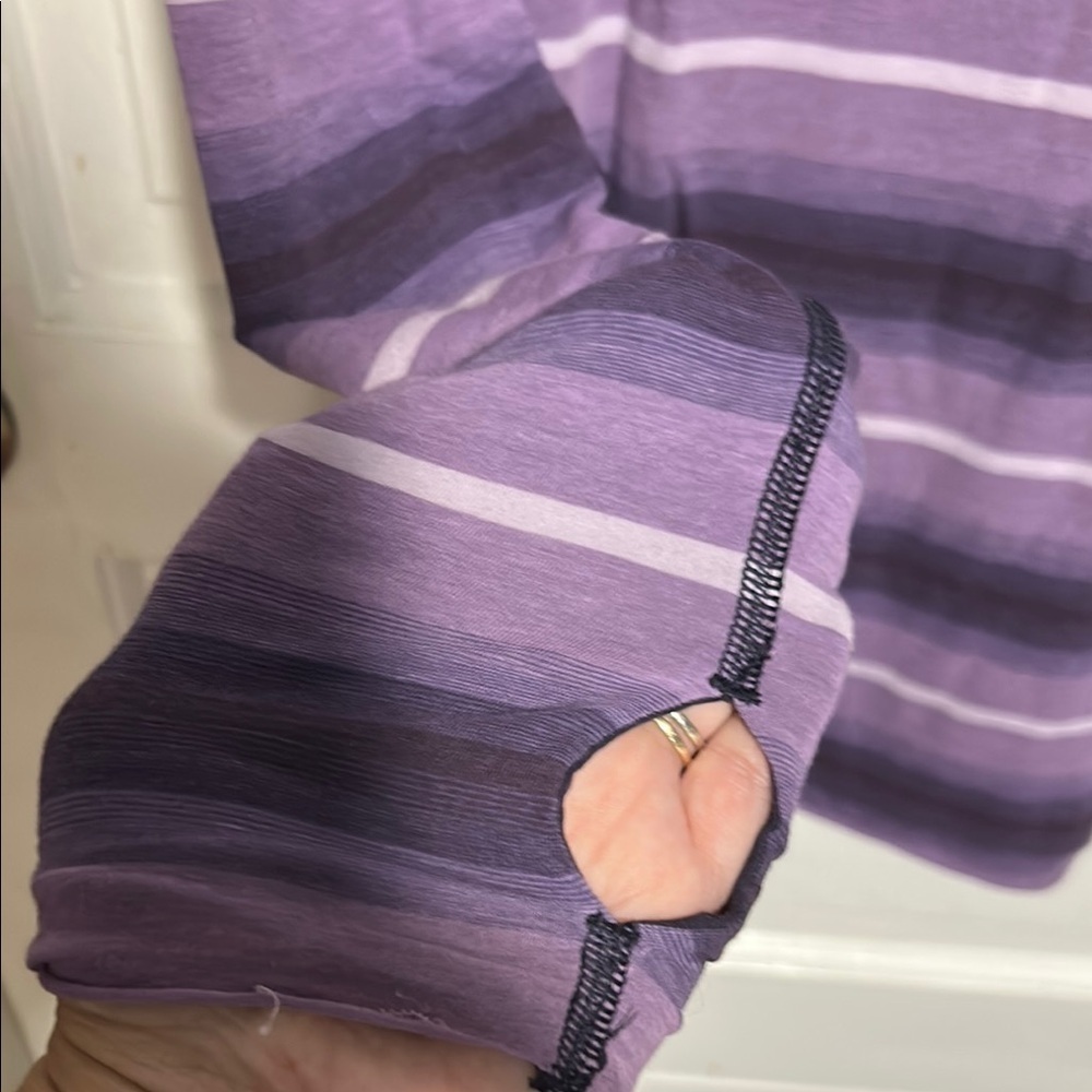 Purple Fitted Long Sleeve Tee with Gradient Stripes - Picture 2 of 4